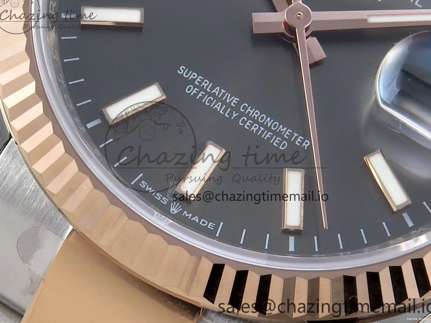 1222 TechFriendly DateJust 36 126231 EWEF Best Edition Gray Stick Dial on SS RG Oyster Bracelet A 661